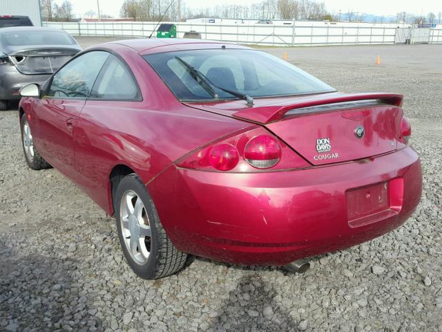 1ZWFT61L7Y5648407 - 2000 MERCURY COUGAR V6 MAROON photo 3