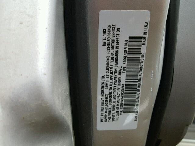 4S3BH635737308564 - 2003 SUBARU LEGACY L SILVER photo 10