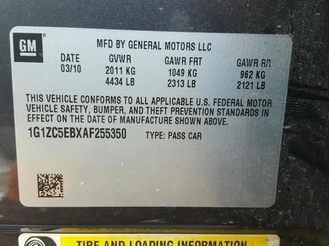 1G1ZC5EBXAF255350 - 2010 CHEVROLET MALIBU 1LT 灰色 照片 10