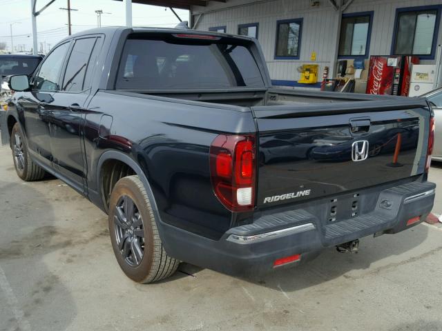 5FPYK2F12HB007030 - 2017 HONDA RIDGELINE BLACK photo 3