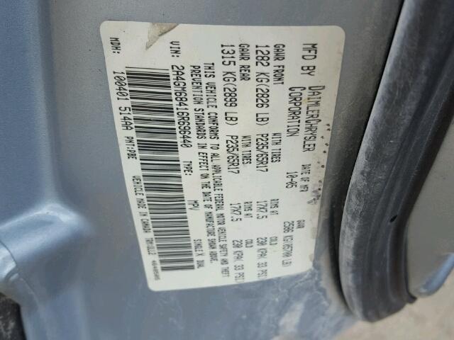 2A4GM68416R696440 - 2006 CHRYSLER PACIFICA T SILVER photo 10