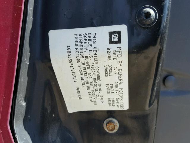 1G8AJ55F16Z182110 - 2006 SATURN ION LEVEL 红色 照片 10