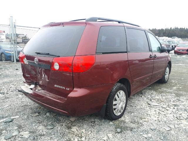 5TDZA29C16S484103 - 2006 TOYOTA SIENNA CE RED photo 4