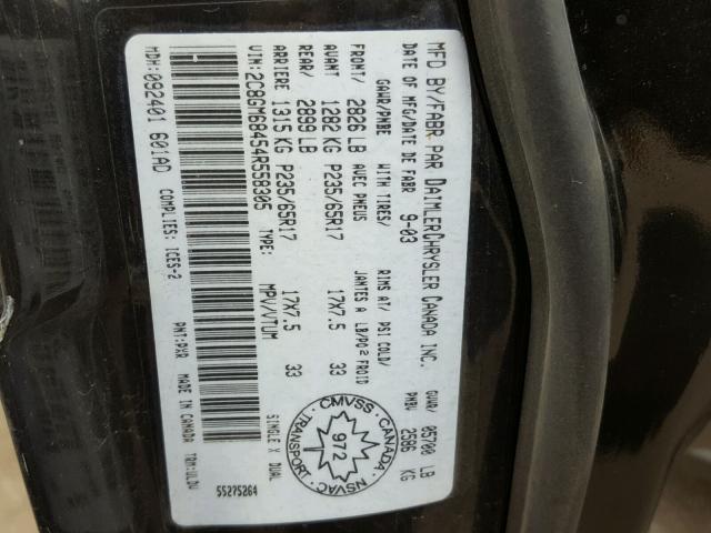 2C8GM68454R558305 - 2004 CHRYSLER PACIFICA BLACK photo 10