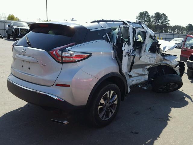 5N1AZ2MG3GN108439 - 2016 NISSAN MURANO S SILVER photo 4