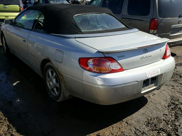 2T1FF28P62C577713 - 2002 TOYOTA CAMRY SOLA SILVER photo 3