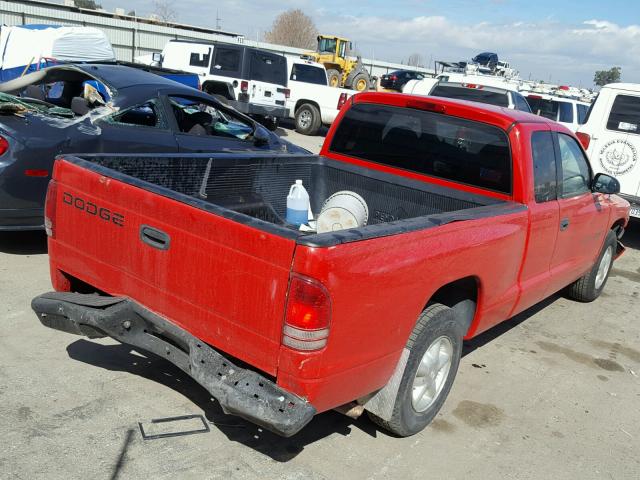 1B7GL22X0WS660063 - 1998 DODGE DAKOTA RED photo 4