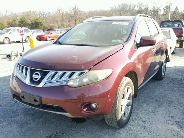 JN8AZ18W09W128620 - 2009 NISSAN MURANO S BURGUNDY photo 2