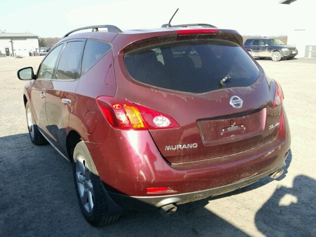 JN8AZ18W09W128620 - 2009 NISSAN MURANO S BURGUNDY photo 3