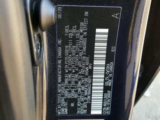 2T2BK1BA6AC018875 - 2010 LEXUS RX 350 BLUE photo 10