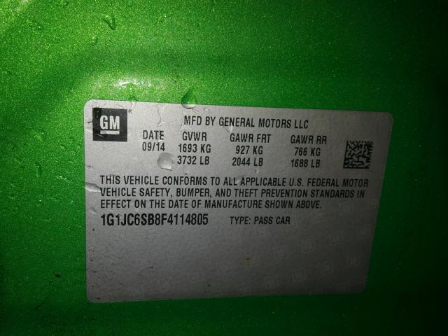 1G1JC6SB8F4114805 - 2015 CHEVROLET SONIC LT GREEN photo 10