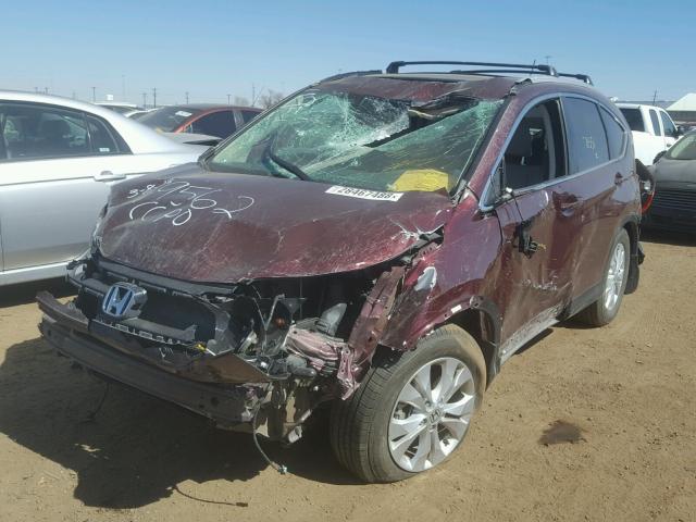 5J6RM4H75EL070405 - 2014 HONDA CR-V EXL MAROON photo 2