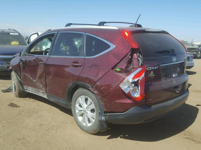 5J6RM4H75EL070405 - 2014 HONDA CR-V EXL MAROON photo 3