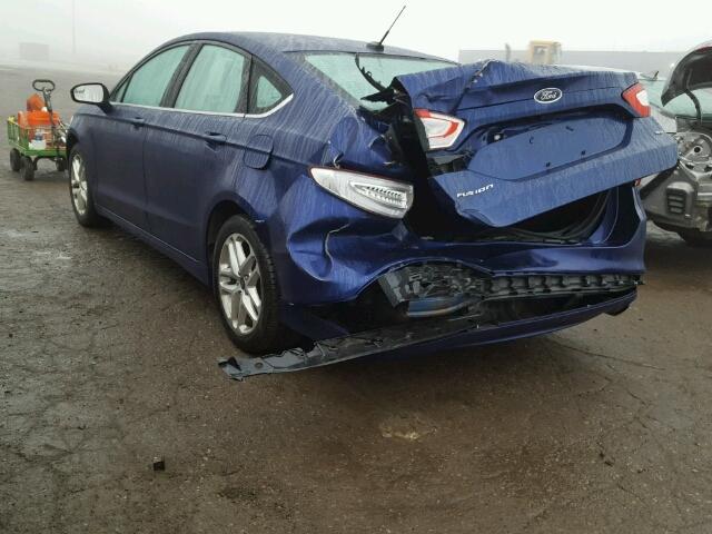 1FA6P0H76E5358758 - 2014 FORD FUSION SE BLUE photo 3