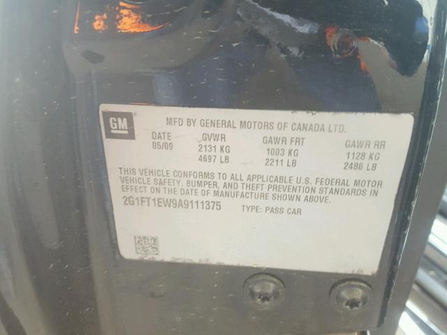 2G1FT1EW9A9111375 - 2010 CHEVROLET CAMARO SS Negro foto 10