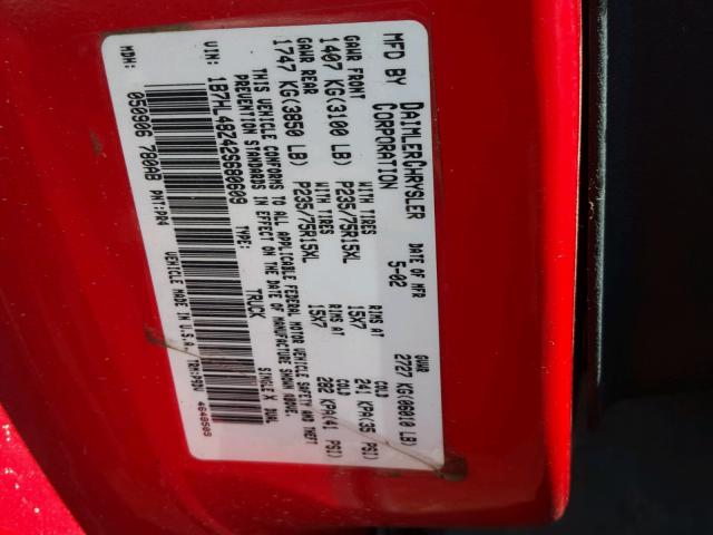 1B7HL48Z42S680609 - 2002 DODGE DAKOTA QUA RED photo 10