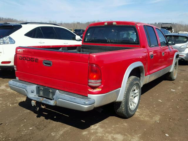 1B7HL48Z42S680609 - 2002 DODGE DAKOTA QUA RED photo 4