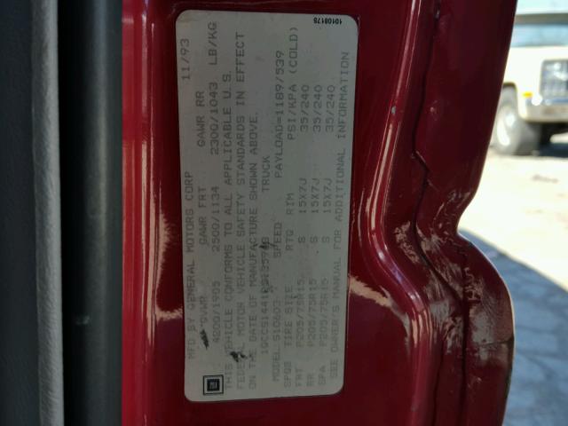 1GCCS1441R8135948 - 1994 CHEVROLET S TRUCK S1 RED photo 10