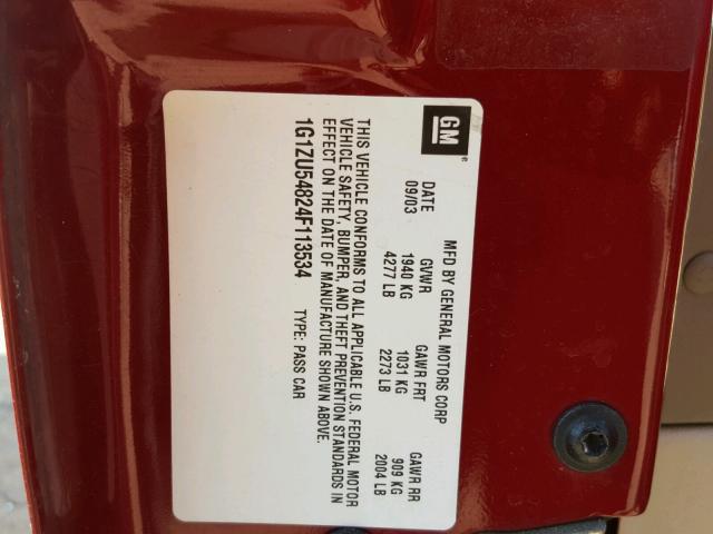 1G1ZU54824F113534 - 2004 CHEVROLET MALIBU LT RED photo 10