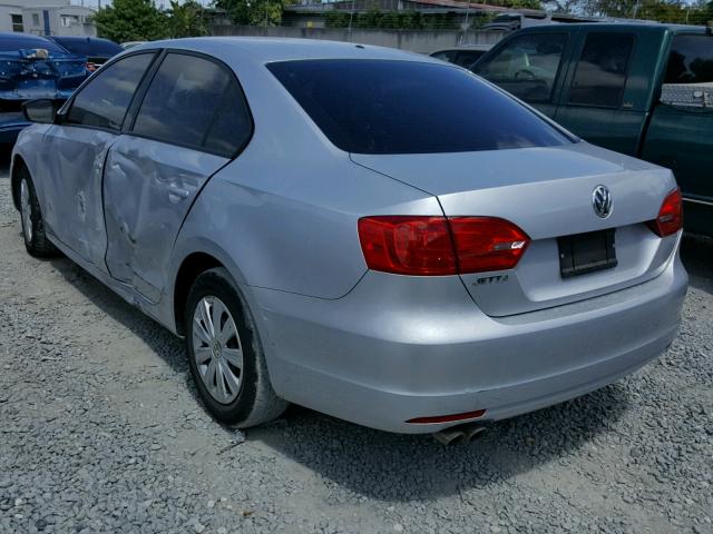 3VW2K7AJ5DM294854 - 2013 VOLKSWAGEN JETTA BASE Արծաթագույն լուսանկար 3