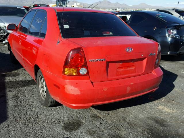 KMHCG45C93U482978 - 2003 HYUNDAI ACCENT GL RED photo 3