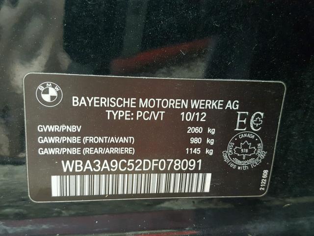 WBA3A9C52DF078091 - 2013 BMW 335 I BLACK photo 10