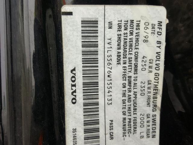 YV1LS5676W1554133 - 1998 VOLVO S70 GLT BLACK photo 10