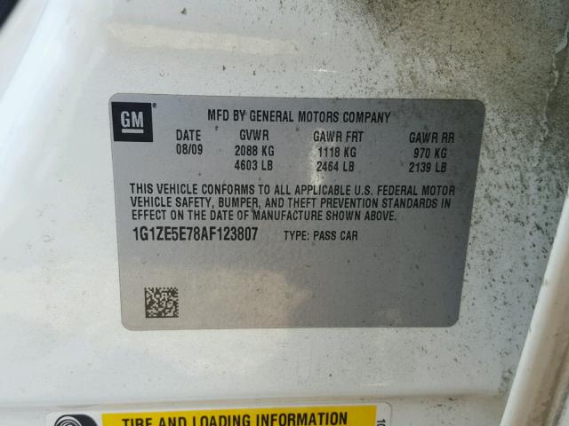 1G1ZE5E78AF123807 - 2010 CHEVROLET MALIBU LTZ 白色 照片 10