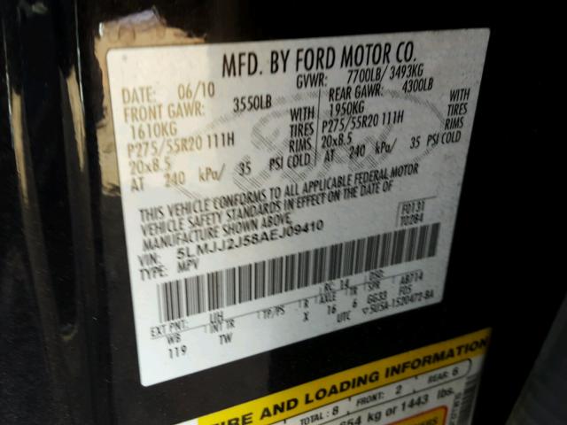 5LMJJ2J58AEJ09410 - 2010 LINCOLN NAVIGATOR 黑色 照片 10