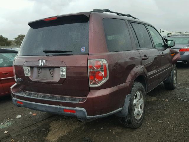 5FNYF28527B038127 - 2007 HONDA PILOT EXL MAROON photo 4