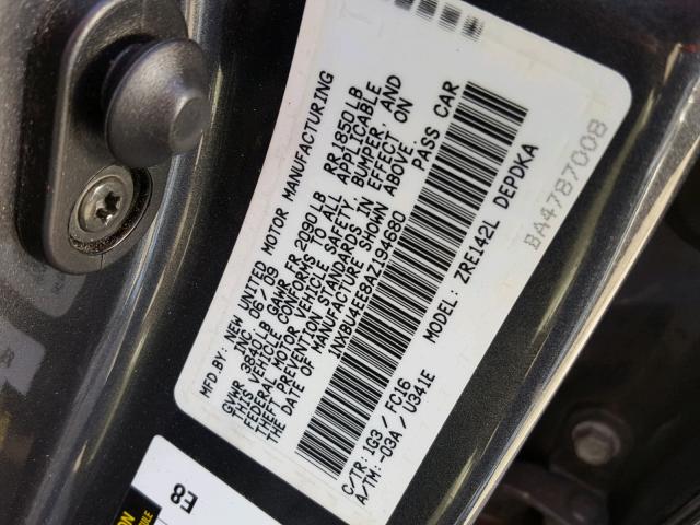 1NXBU4EE8AZ194680 - 2010 TOYOTA COROLLA BA GRAY photo 10