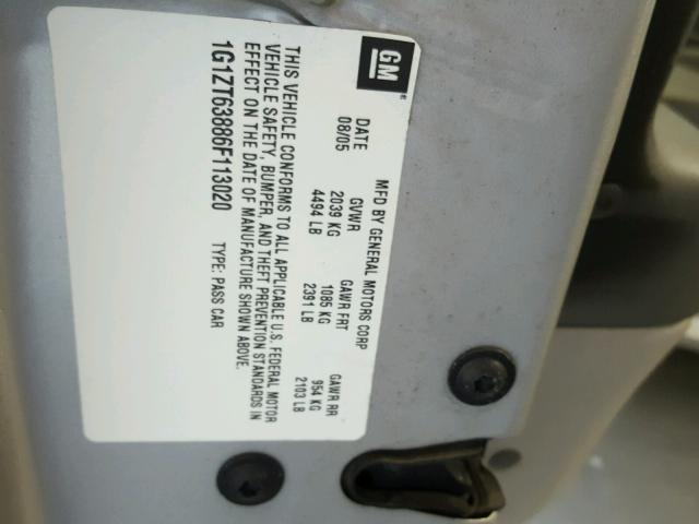 1G1ZT63886F113020 - 2006 CHEVROLET MALIBU MAX 银色 照片 10