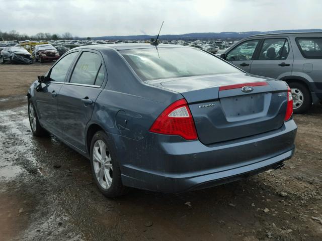 3FAHP0HA1CR111873 - 2012 FORD FUSION SE BLUE photo 3