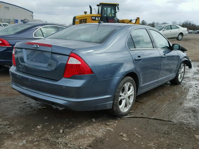 3FAHP0HA1CR111873 - 2012 FORD FUSION SE BLUE photo 4