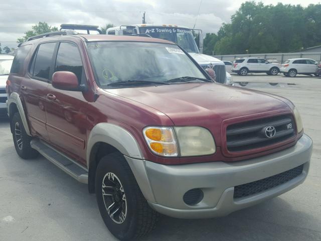 5TDZT34A31S053938 - 2001 TOYOTA SEQUOIA SR RED photo 1