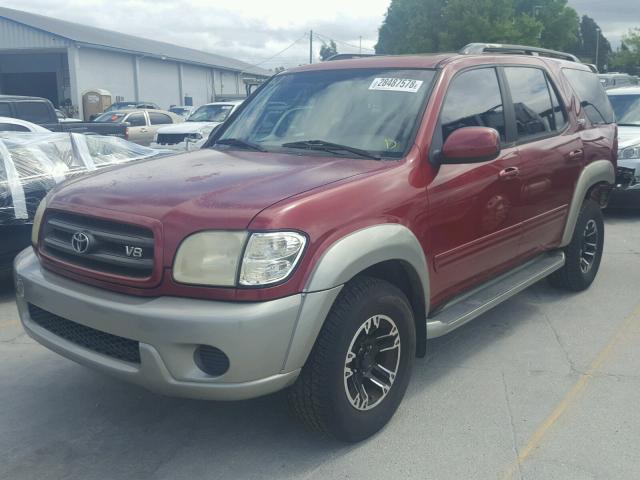 5TDZT34A31S053938 - 2001 TOYOTA SEQUOIA SR RED photo 2