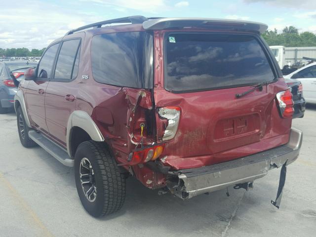 5TDZT34A31S053938 - 2001 TOYOTA SEQUOIA SR RED photo 3