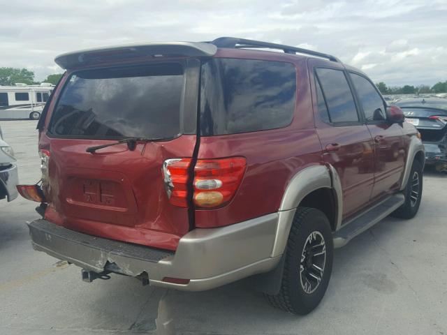 5TDZT34A31S053938 - 2001 TOYOTA SEQUOIA SR RED photo 4