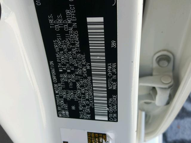 JTLKT324850209998 - 2005 TOYOTA SCION XB თეთრი ფოტო 10