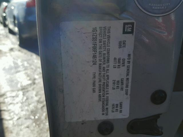 1G1ZS51F06F146124 - 2006 CHEVROLET MALIBU LS SILVER photo 10