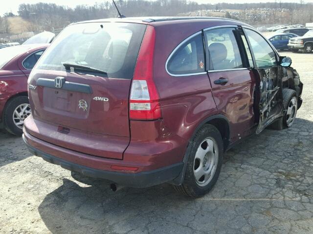 5J6RE4H31AL043514 - 2010 HONDA CR-V LX MAROON photo 4