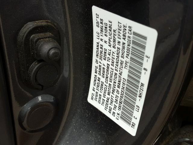 19XFB2F83CE341613 - 2012 HONDA CIVIC EX Boz foto 10