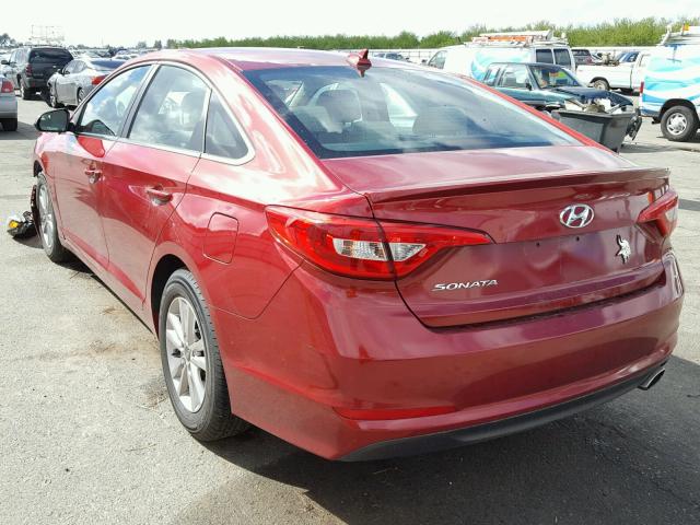 5NPE24AF5FH016930 - 2015 HYUNDAI SONATA SE RED photo 3