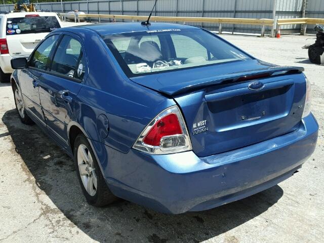 3FAHP07Z59R170070 - 2009 FORD FUSION SE BLUE photo 3