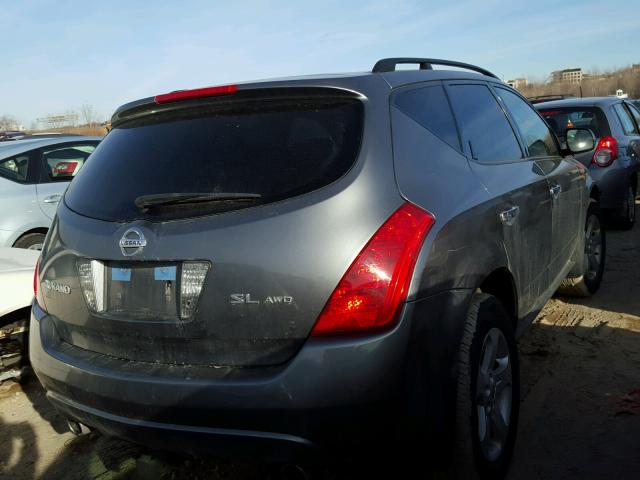 JN8AZ08W75W423492 - 2005 NISSAN MURANO SL SILVER photo 4