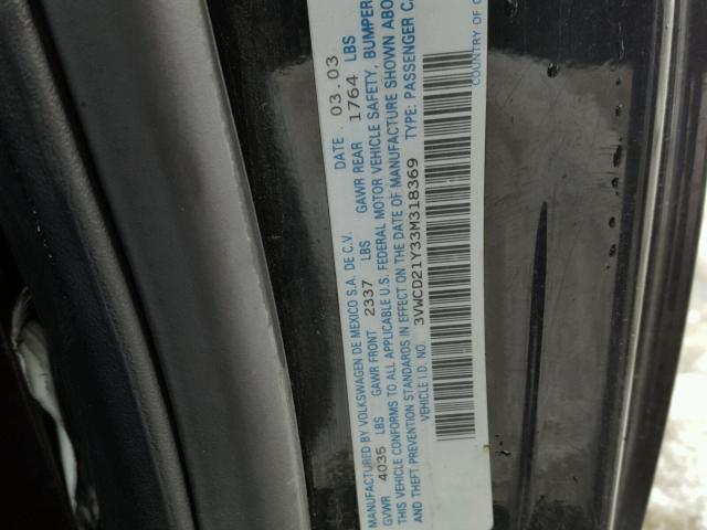 3VWCD21Y33M318369 - 2003 VOLKSWAGEN NEW BEETLE 黑色 照片 10