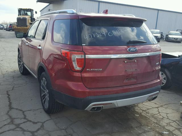 1FM5K8HT1HGD17880 - 2017 FORD EXPLORER P RED photo 3