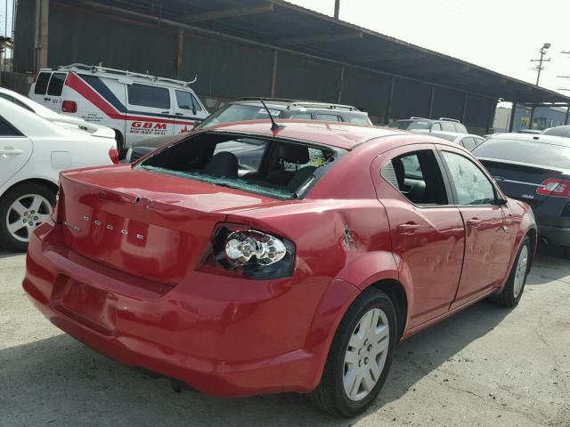 1C3CDZAB7DN530856 - 2013 DODGE AVENGER SE RED photo 4