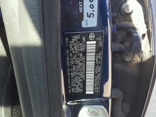 JTKKT604965014781 - 2006 TOYOTA SCION XA BLUE photo 10