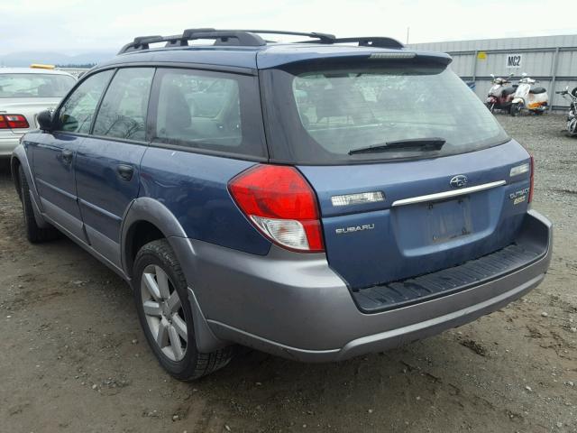 4S4BP61CX97344323 - 2009 SUBARU OUTBACK 2. BLUE photo 3